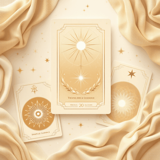 Trois cartes de tarot dorées posées sur un tissu soyeux, symbolisant la guidance spirituelle et l’harmonie énergétique.